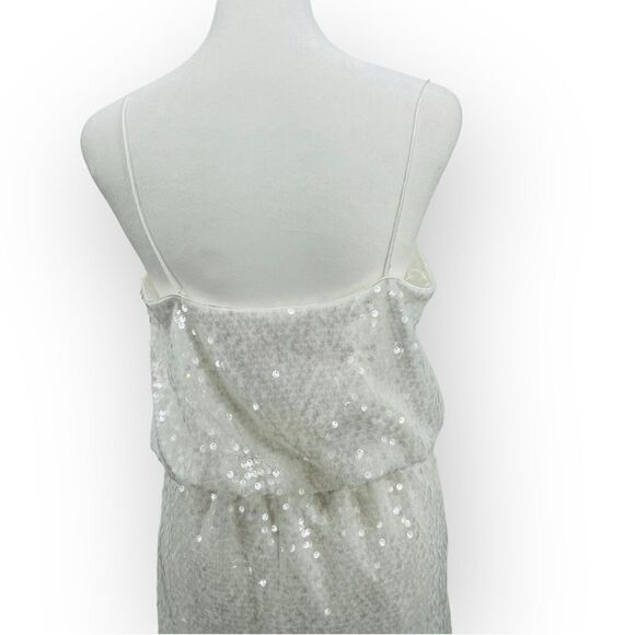 Aidan Mattox White Sequined Dress Sleeveless Blouson Mini Women’s Size 6 - Picture 9 of 12